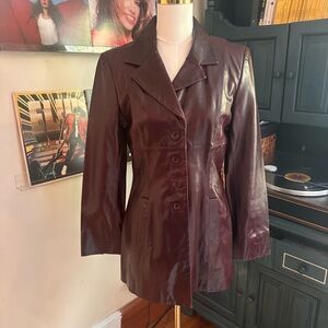 Women's Bebe Burgundy Leather Jacket